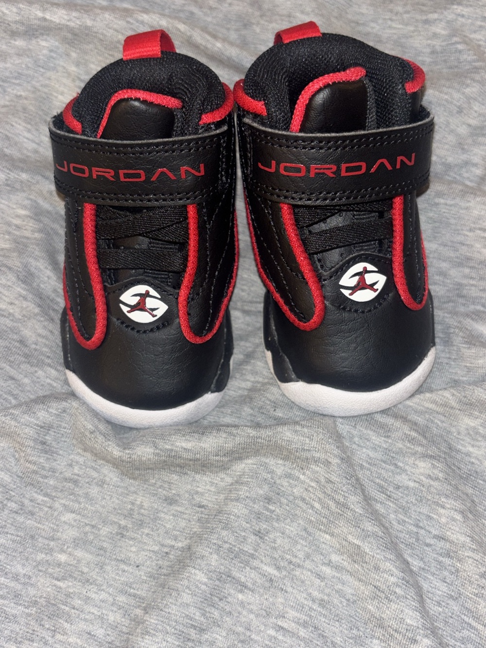 Jordan Toddler Black and Red Hook-and-Loop High-Top Sneakers